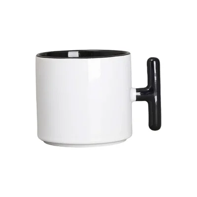 BESTSUB Ceramic Mug with T-Handle, 270 ml, white-black