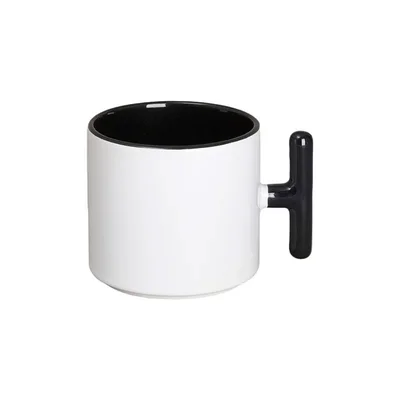 BESTSUB Ceramic Mug with T-Handle, 270 ml, white-black