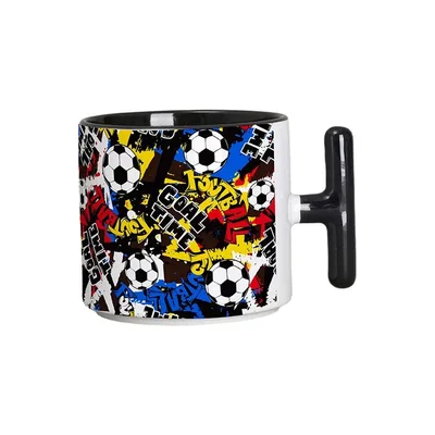 BESTSUB Ceramic Mug with T-Handle, 270 ml, white-black