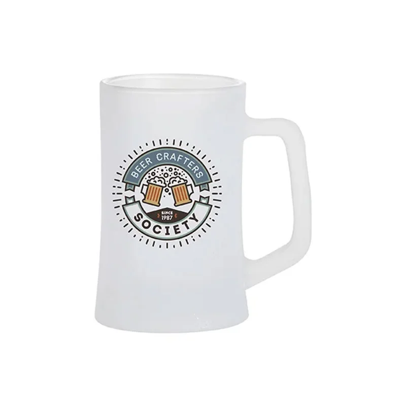 BESTSUB Халба за бира, стъклена, матова, 360 ml, с печат