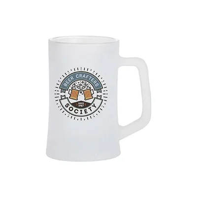 BESTSUB Халба за бира, стъклена, матова, 360 ml, с печат