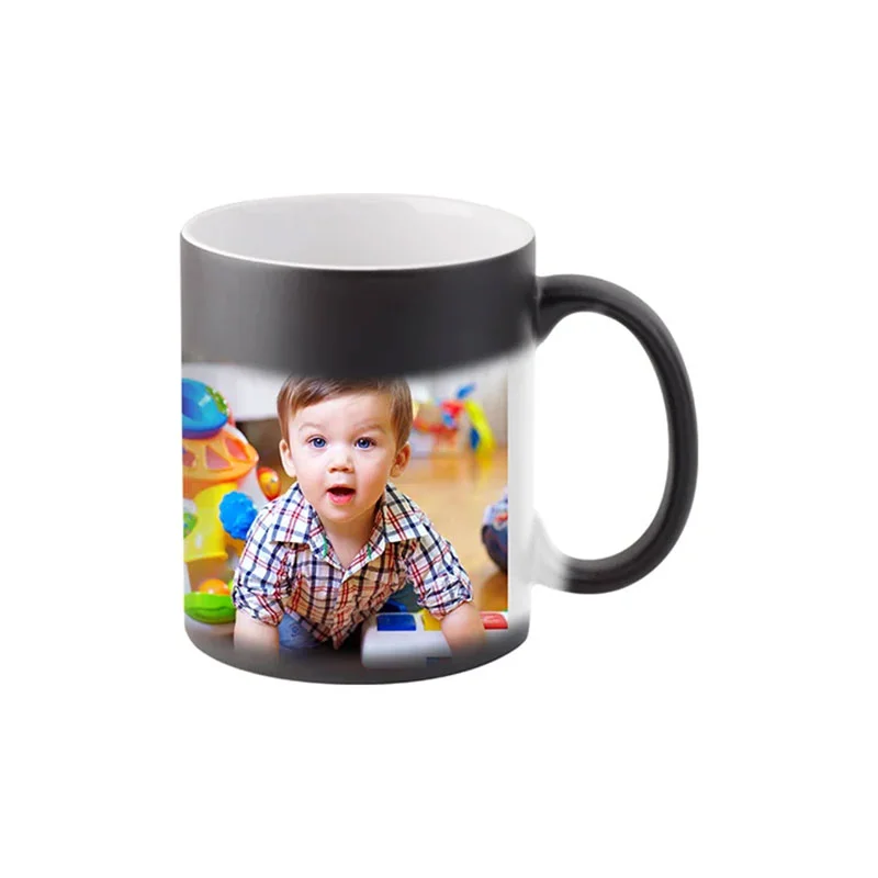 BESTSUB Магическа чаша, керамична, с дръжка, 330 ml, черен мат, с печат