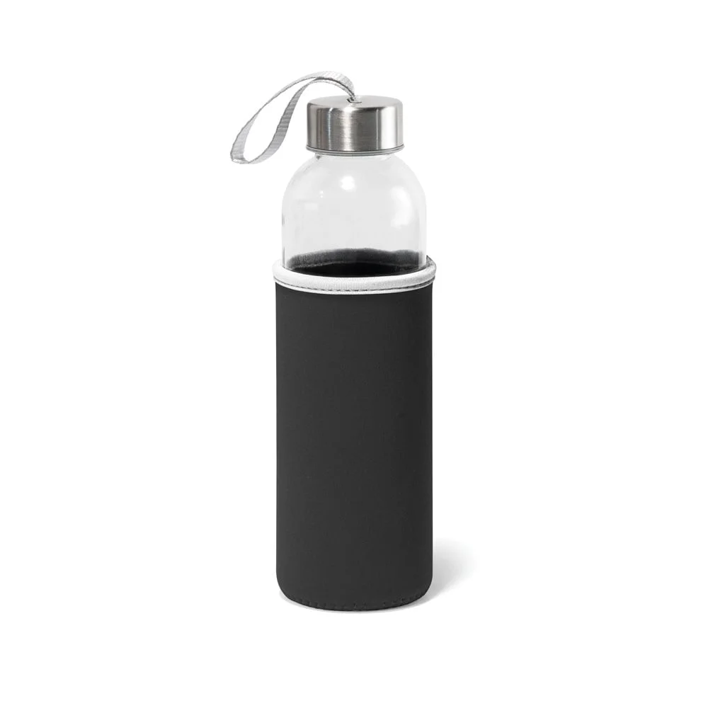Hi!dea Бутилка Raise, стъклена, с черен калъф, 520 ml