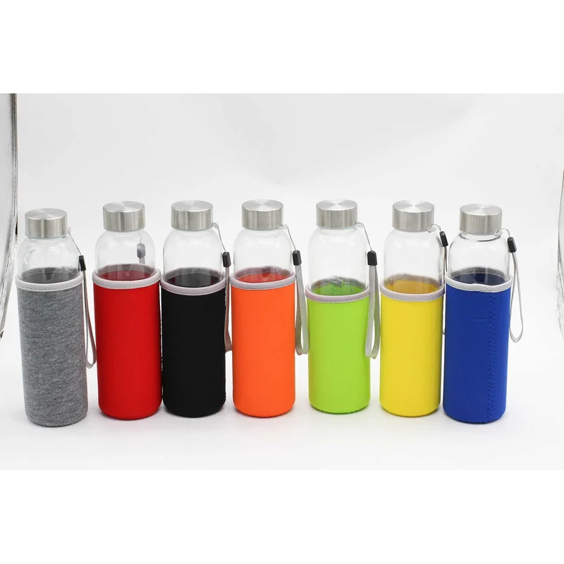 Halo Bottle, glass, 500 ml, with black sleeve