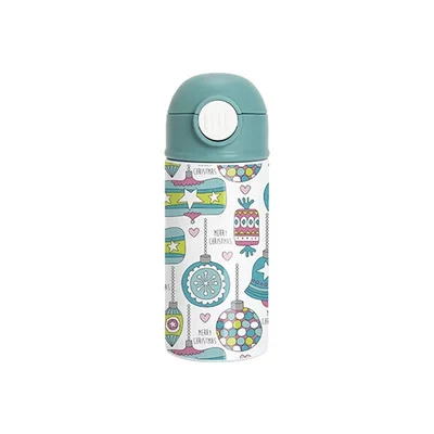 BESTSUB Kids Bottle with Lid and Straw, 360 ml, white-green