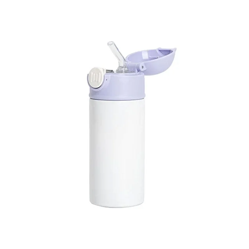 BESTSUB Бутилка, детска, с капак и сламка, 360 ml, бяло-лилава
