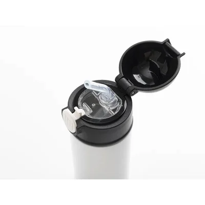 BESTSUB Kids Bottle with Lid and Straw, 360 ml, white-black