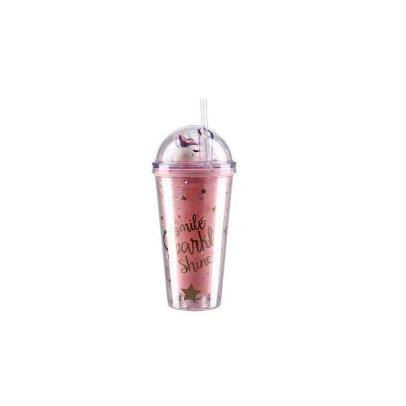 Чаша Takk Lagro 30, със сламка, еднорог, 450 ml, асорти