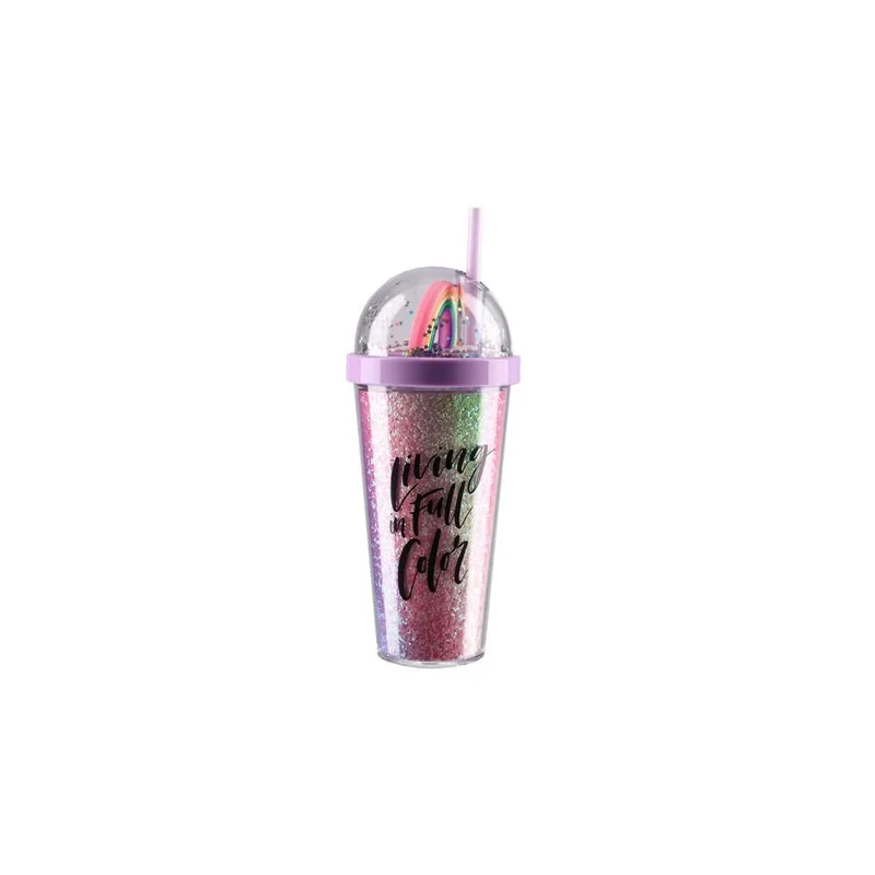Чаша Takk Lagro 30, със сламка, еднорог, 450 ml, асорти