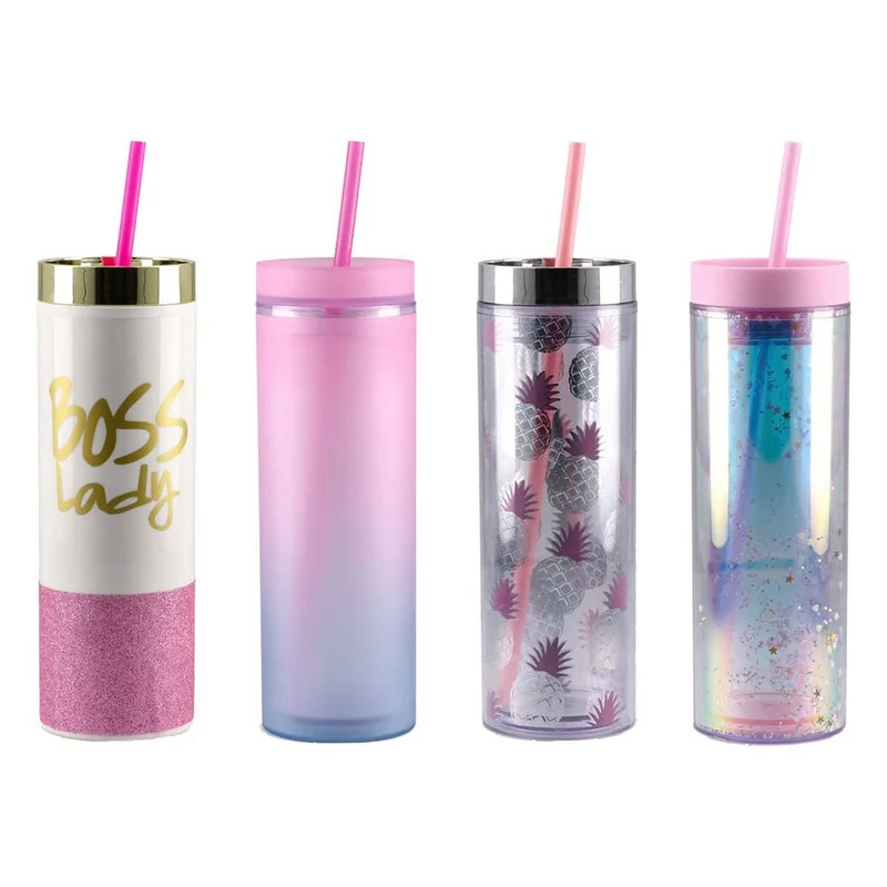 Чаша Takk Style Trend, със сламка, 470 ml, асорти