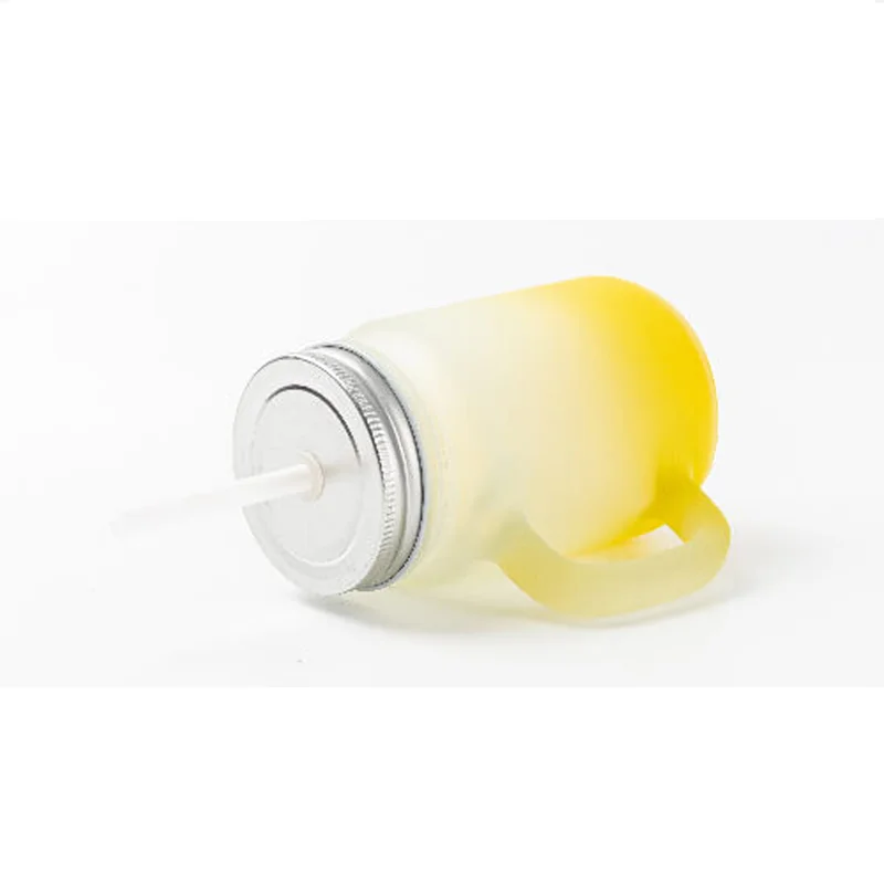BESTSUB Буркан за сублимация Frosted, жълт, 350ml, с печат