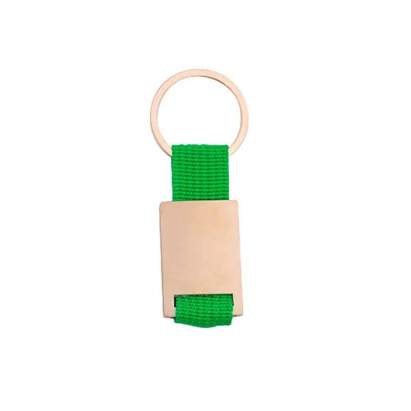 Keychain Tech, metal, with strap, green