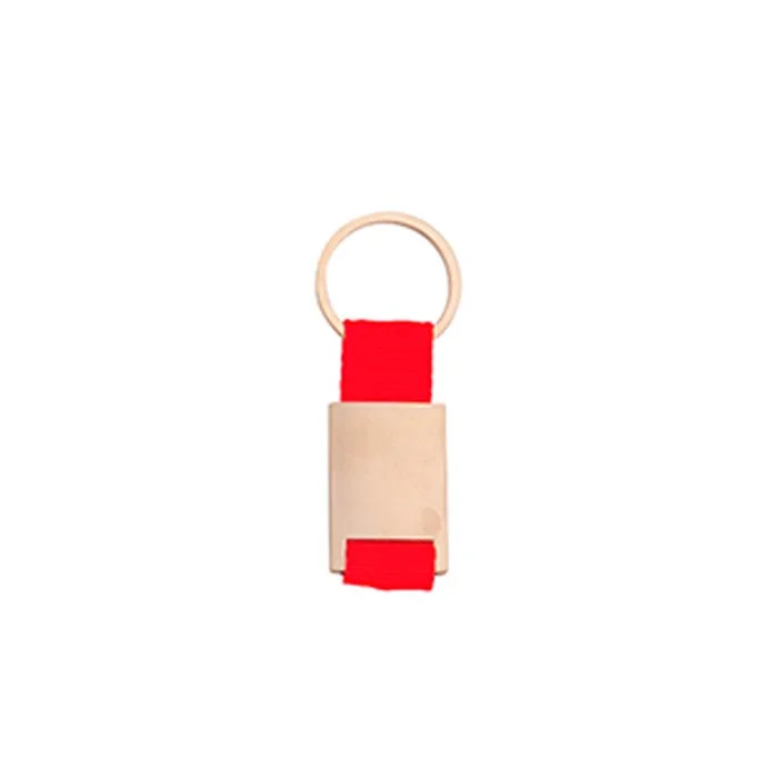 Tech Keychain, metal, with strap, red