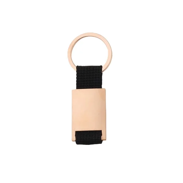 Tech Keychain, metal, with strap, black