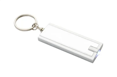 Cool Keychain Urban, with LED flashlight, recycled ABS plastic, with battery, white