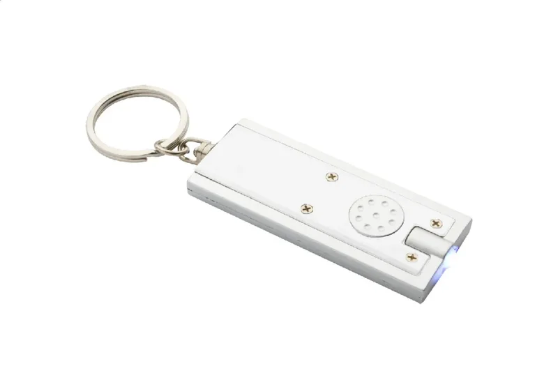 Cool Keychain Urban, with LED flashlight, recycled ABS plastic, with battery, white