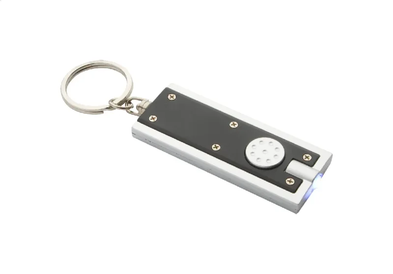 Cool Keychain Urban, with LED flashlight, recycled ABS plastic, with battery, black