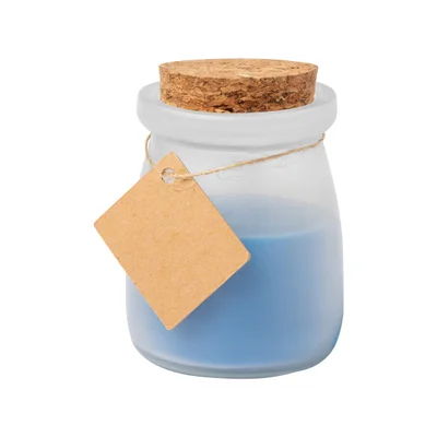 Cool Candle Tepor, in jar, with cork lid, blue