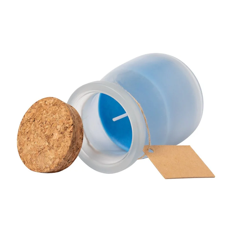 Cool Candle Tepor, in jar, with cork lid, blue