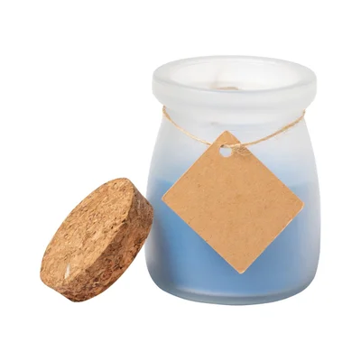 Cool Candle Tepor, in jar, with cork lid, blue