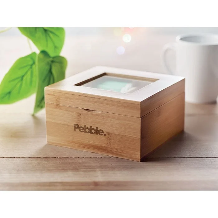 More Than Gifts Tea box Campo Tea, wooden, 14 x 14 x 7.5 cm