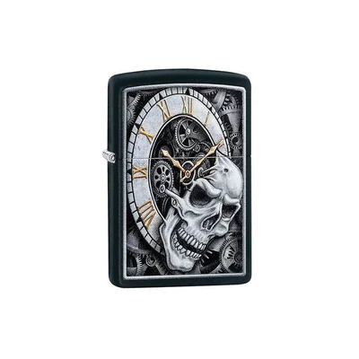 ZIPPO LIGHTER 29854 SKULL CLOCK DESIGN