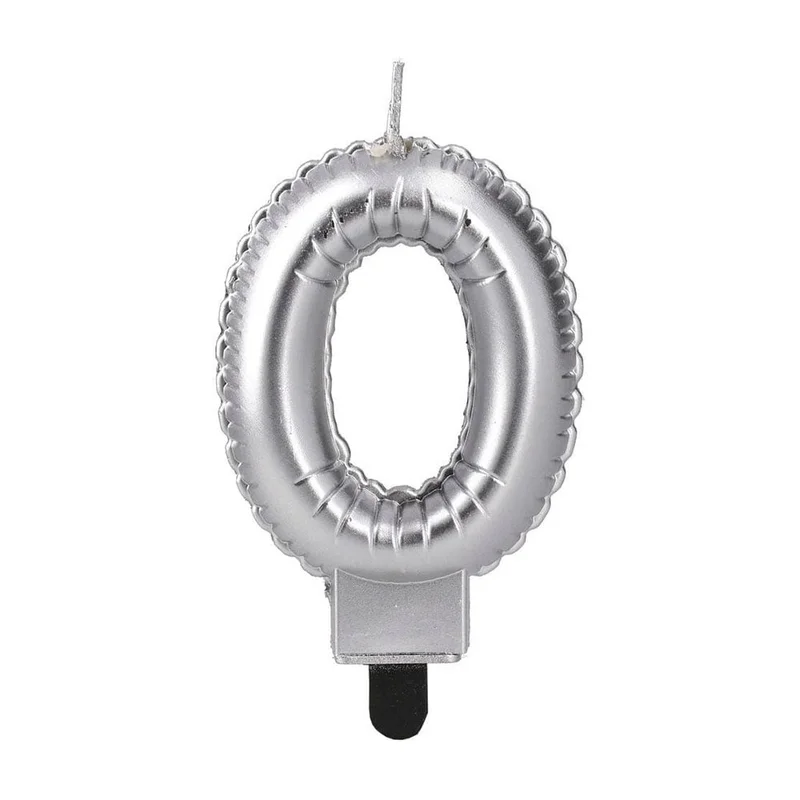 Festa Cake Candle, number 0, silver