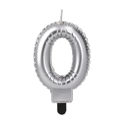 Festa Cake Candle, number 0, silver
