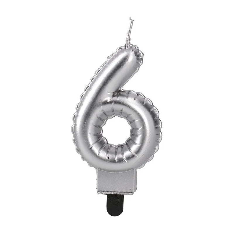 Festa Cake Candle, number 6, silver