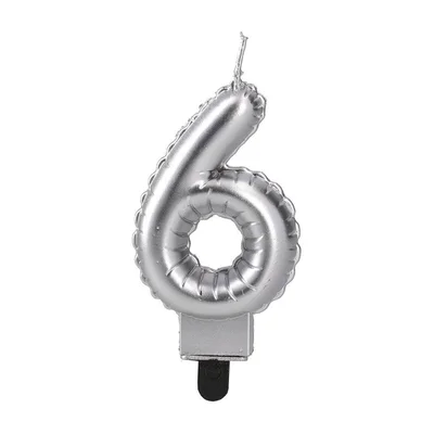 Festa Cake Candle, number 6, silver