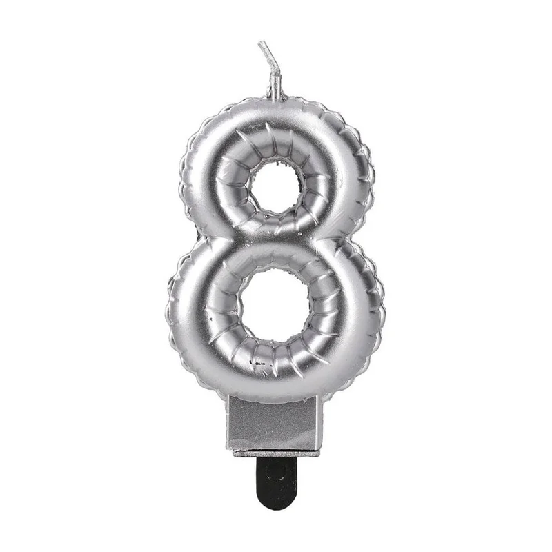 Festa Cake Candle, number 8, silver