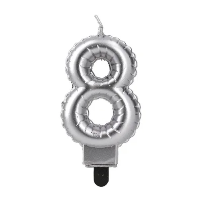 Festa Cake Candle, number 8, silver