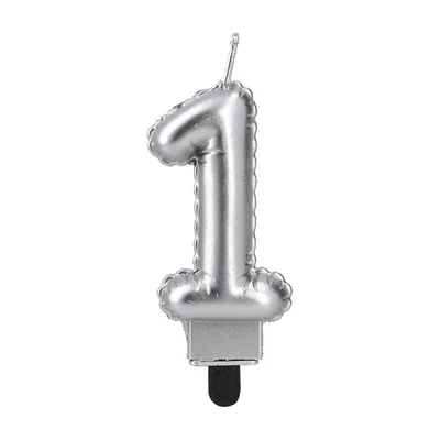 Festa Cake Candle, number 1, silver