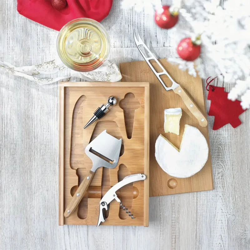 More Than Gifts Комплект за вино и сирена, дървен