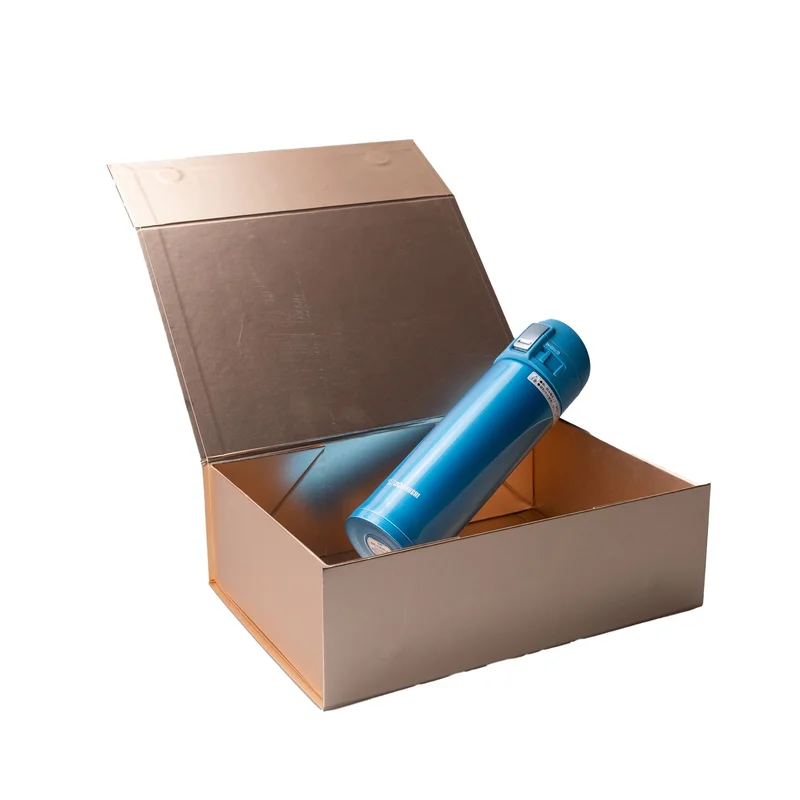 Office 1 Box Natural, with magnetic closure, foldable, 20 x 18 x 8 cm, golden