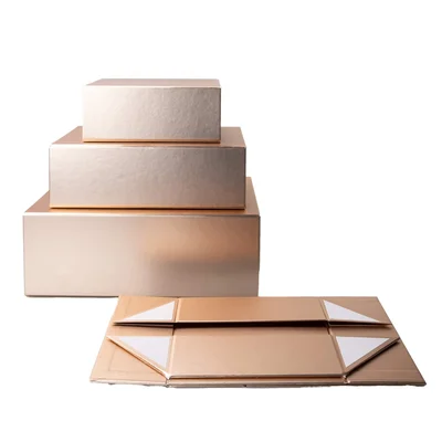 Office 1 Box Natural, with magnetic closure, foldable, 20 x 18 x 8 cm, golden