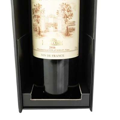 Office 1 Wine Box, with magnetic closure, foldable, 33 x 11 x 10.8 cm, corner glued, black