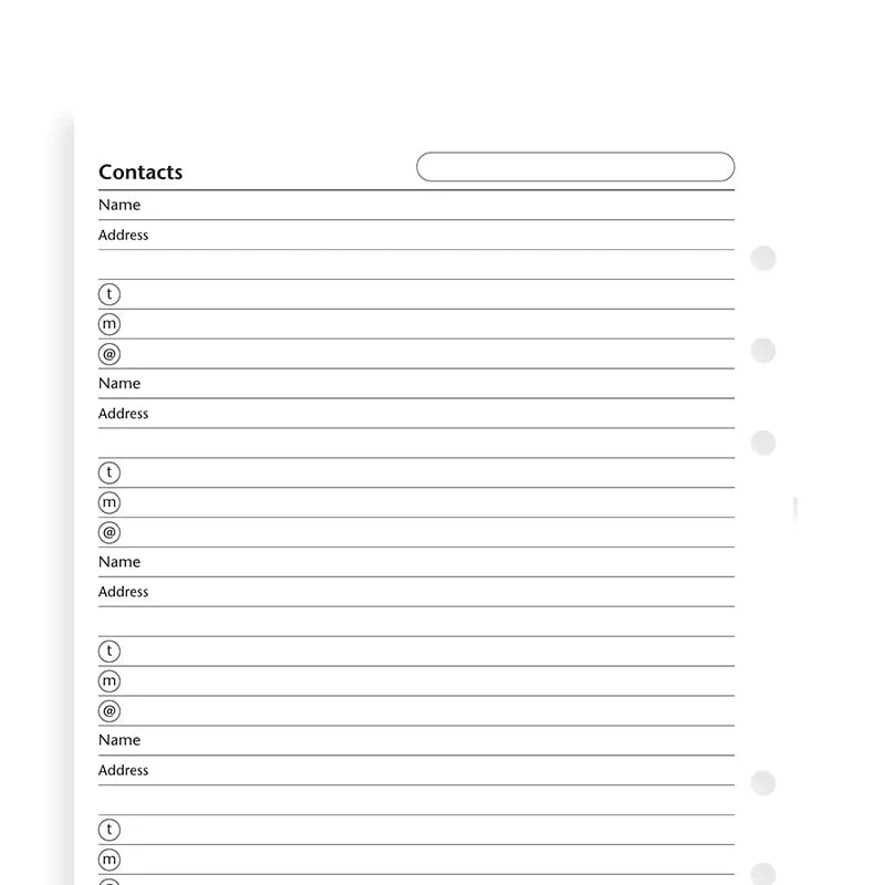 Filofax Organizer Refill, A5, names, addresses & phones