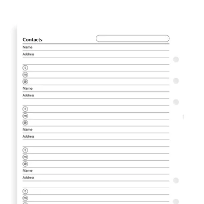 Filofax Organizer Refill, A5, names, addresses & phones