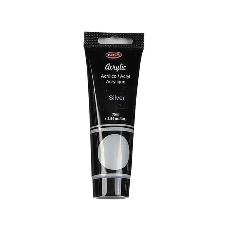 Beifa Acrylic Paint, tube, 75 ml, silver