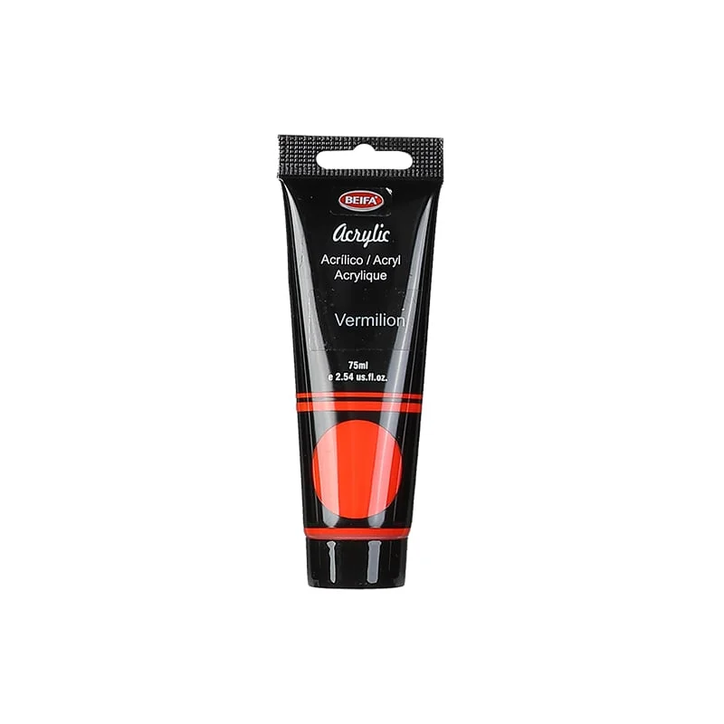 Beifa Acrylic paint, in tube, 75 ml, vermilion