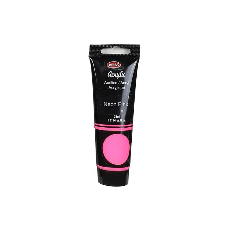 Beifa Acrylic paint, in tube, 75 ml, neon pink