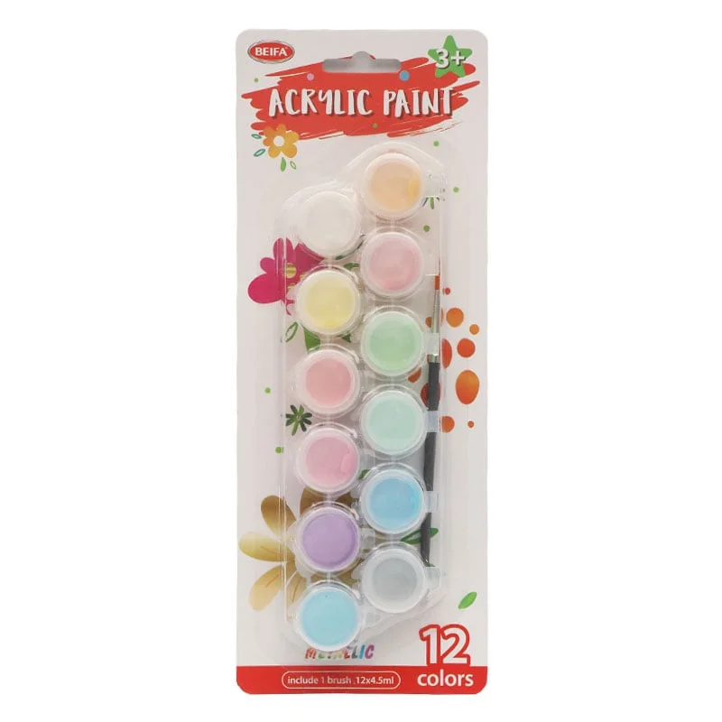 Beifa acrylic paints DD100-C703, 12 pastel colours x 4.5 ml