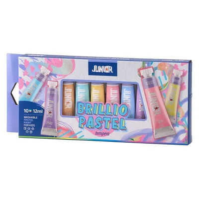 Junior Brillio Tempera Paints, tubes 12 ml, 10 pastel colours