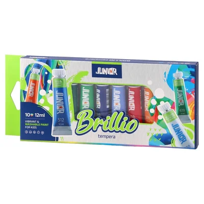 Junior Brillio Tempera Paints, tubes 12 ml, 10 colours