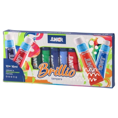 Junior Brillio Tempera Paints, tubes 16 ml, 10 colours