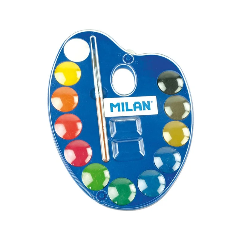 Milan Watercolors, in palette, 25 mm, 12 colors, with brush