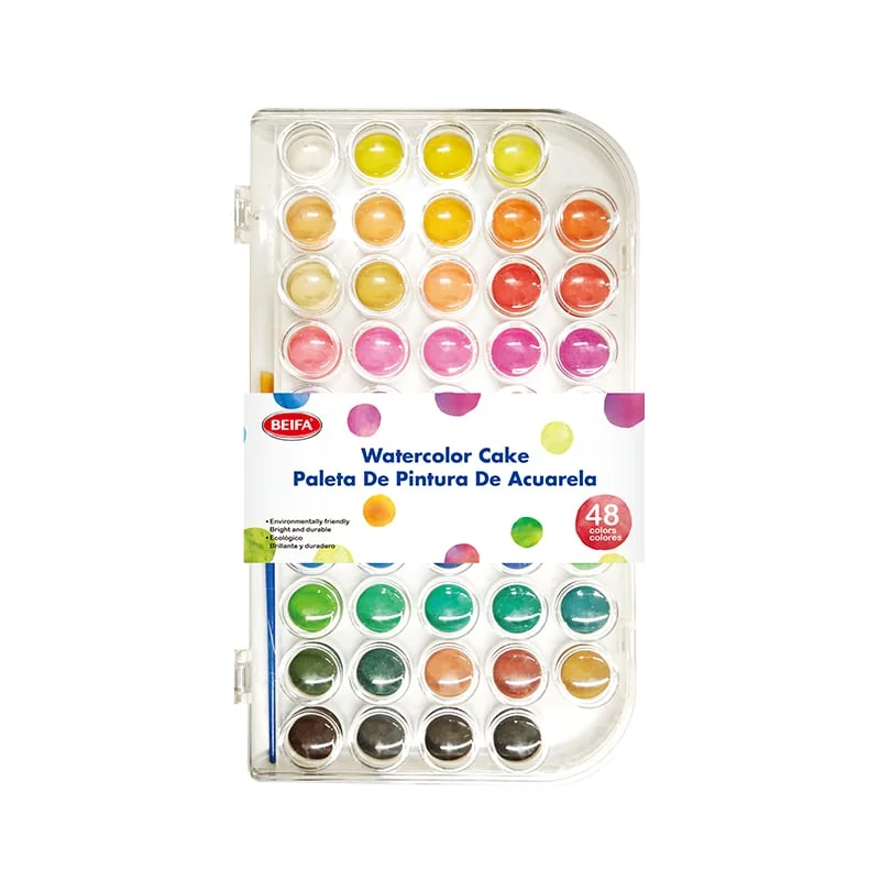 Beifa watercolour paints DD14-48V, 48 colours, with brush