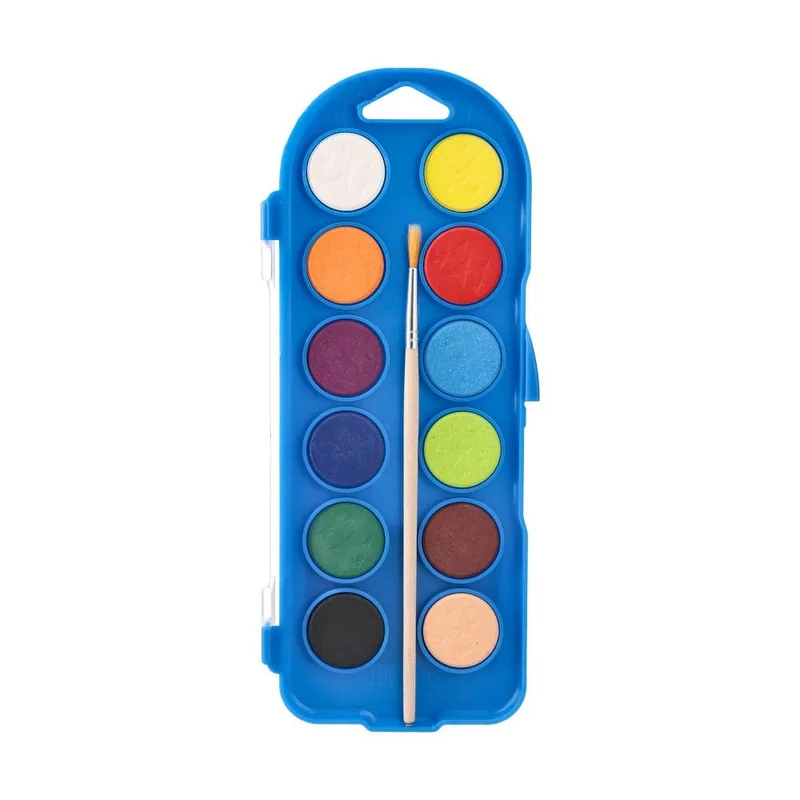 Junior Aqua Real Watercolours, with brush, small, 12 colours