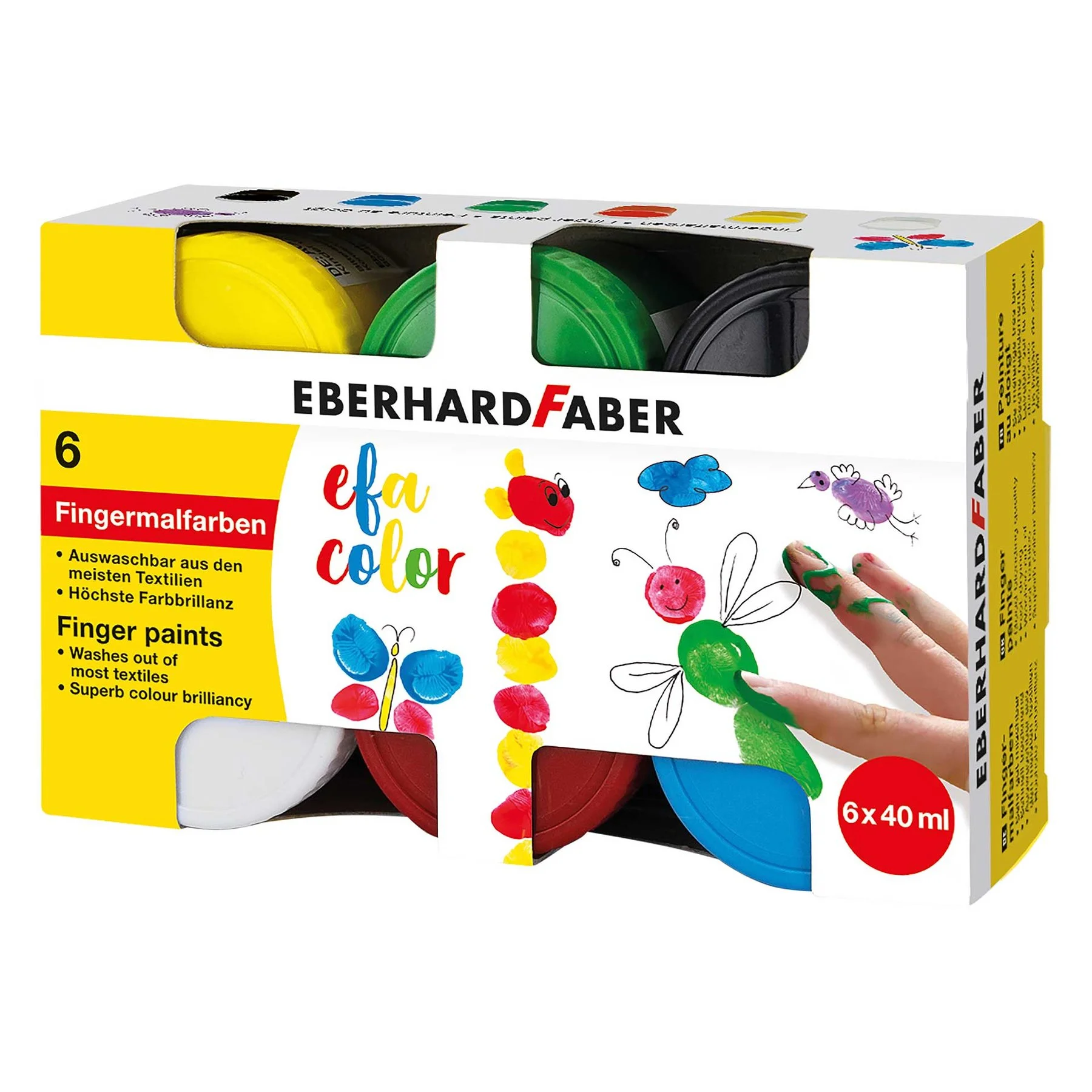 Eberhard Faber Finger paints, 6 colors x 40 ml